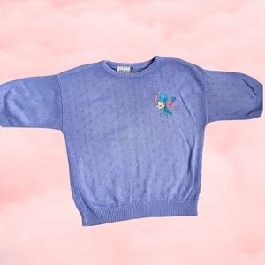 Vintage embroidered pastel purple sweater top